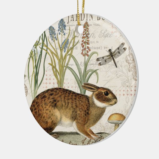 modern  frans konijn in de tuin keramisch ornament (Links)