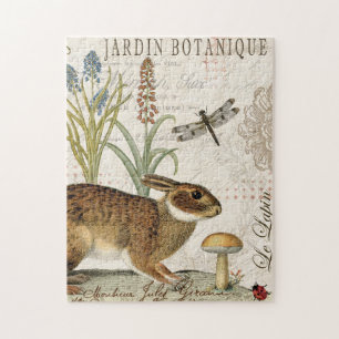 modern  frans konijn in de tuin legpuzzel