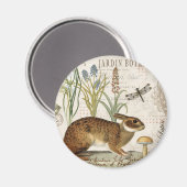 modern  frans konijn in de tuin magneet (Voorkant / Achterkant)