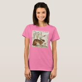 modern  frans konijn in de tuin t-shirt (Voorkant volledig)