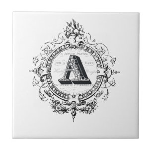 Modern Frans Monogram letter A Tegeltje