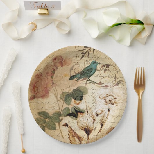 Modern  Frans Scripts vogelbotanisch Papieren Bordje (Huwelijk)