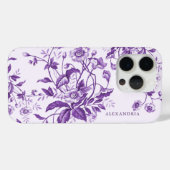 Modern Frans Toile Paarse Bloemen Case-Mate iPhone Case (Achterkant (horizontaal))