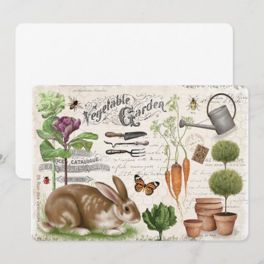 Modern Frans tuinkonijn Kaart (Voorkant / Achterkant)