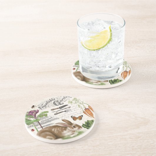 Modern  Frans tuinkonijn Zandsteen Onderzetter (Zijkant)