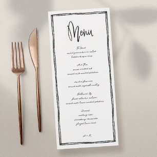 Modern Frans Zwart en Wit Trouwfeest Lange Menu