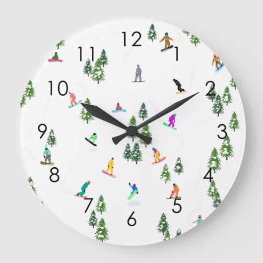 Modern Freeride Snowboarder Snowboarder Art Grote Klok (Voorkant)