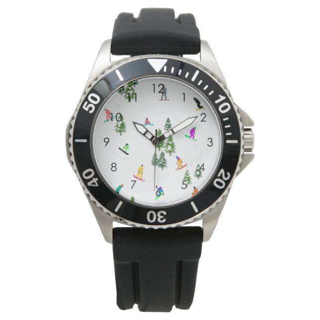 Modern Freeride Snowboarder Snowboarder Art Horloge (Voorkant)