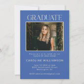 Modern French Blue Two Photo Graduation Party Kaart (Voorkant)