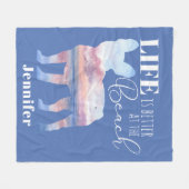 Modern Frenchie Custom Blue en roze Fleece Deken (Voorkant (Horizontaal))