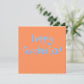 Modern Fresh Sinaasappel en Blauw "Happy Afstudere Kaart (Staand voorkant)