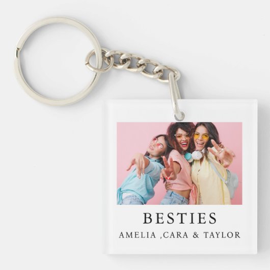 Modern Friend Collage Photos Simple Sleutelhanger (Voorkant)
