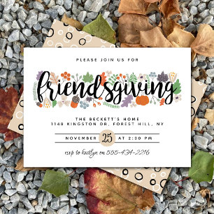 Modern Friendsgiving Autumn Foliage Thanksgiving Kaart