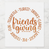 Modern Friendsgiving Wijn Etiket (Enkel label)