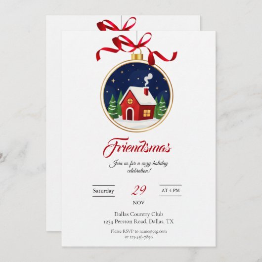 Modern Friendsmas Holiday Party Invitation Kaart (Voorkant / Achterkant)