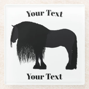Modern Friesian Horse Illustratie Glazen Onderzetter