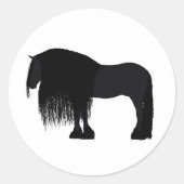 Modern Friesian Horse Illustratie Ronde Sticker (Voorkant)