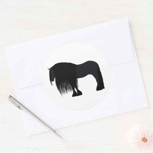 Modern Friesian Horse Illustratie Ronde Sticker (Envelop)