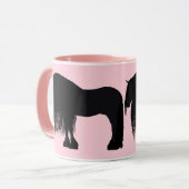 Modern Friesian Horse Illustration Pink Mok (Voorkant links)