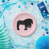 Modern Friesian Horse Illustration Pink Papieren Bordje (Feest)