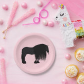 Modern Friesian Horse Illustration Pink Papieren Bordje (Feest)