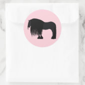 Modern Friesian Horse Illustration Pink Ronde Sticker (Tas)