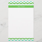Modern, fris lime groen en blauw chevron zigzag briefpapier (Voorkant)