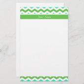 Modern, fris lime groen en blauw chevron zigzag briefpapier (Voorkant / Achterkant)