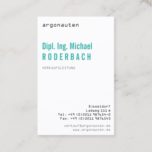 Modern, fris, met monogram voor opscheppers visitekaartje (Voorkant)