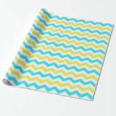 Modern, fris, trendy groen, geel, wit chevron cadeaupapier (Uitgerold)