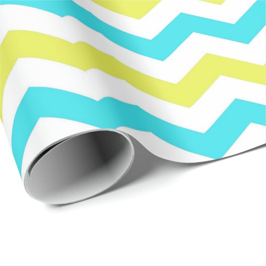 Modern, fris, trendy groen, geel, wit chevron cadeaupapier (Rol Hoek)