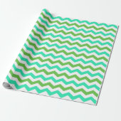 Modern, fris, trendy groen, witte chevron cadeaupapier (Uitgerold)