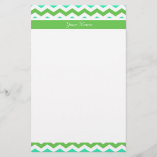 Modern, frisse limoengroene en blauwe chevron zigz briefpapier