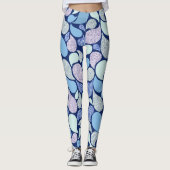 Modern Frosty Glitter Paisley Patroon Blauw Leggings (Voorkant)