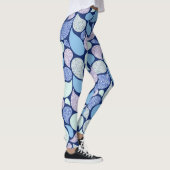 Modern Frosty Glitter Paisley Patroon Blauw Leggings (Rechts)