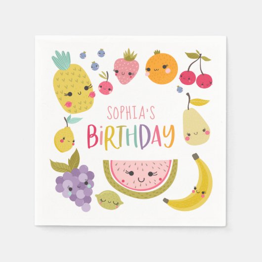 Modern Fruit Birthday Napkins Servet (Voorkant)