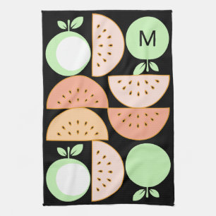 Modern Fruit Monogram Mid-Century Scandinavische S Theedoek