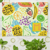 Modern fruitpatroon Bleek Groen Theedoek (Gevouwen)