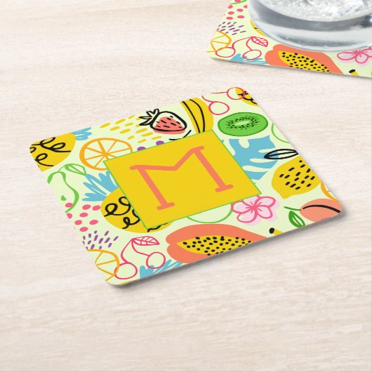 Modern fruitpatroon kartonnen onderzetters (Schuin)