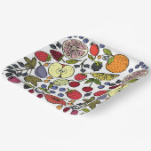 Modern fruitpatroon voor verjaardagsfeestje l Whit Papieren Bordje (Gebogen)