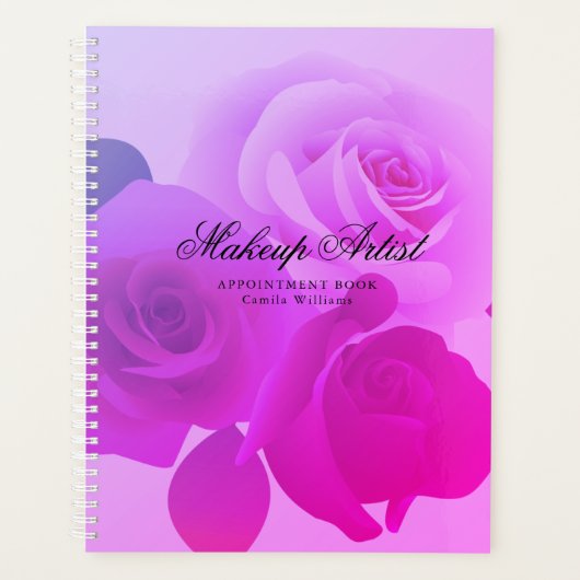 Modern Fuchsia Floral Makeup Artist Appointment Planner (Voorkant)