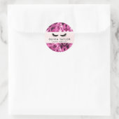 Modern Fuchsia Glittering Long Beautiful Lashes Ronde Sticker (Tas)