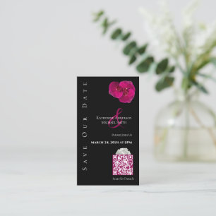Modern Fuchsia Orchids-Save the Date-QR code- Visitekaartje
