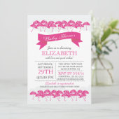 Modern Fuchsia Pink Umbrella Girls Baby shower Kaart (Staand voorkant)