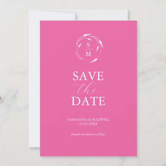 Modern Fuchsia Roze Minimal Save The Date (Voorkant)