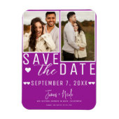 Modern Fuchsia Save the Date 2 Foto Bruiloft Magneet (Verticaal)