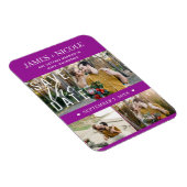 Modern Fuchsia Save the Date Wedding 3 Foto's Magneet (Rechterzijde)