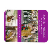 Modern Fuchsia Save the Date Wedding 3 Foto's Magneet (Horizontaal)