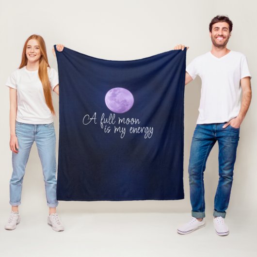 Modern full moon citaat Paarse Fleece Deken (In situ)
