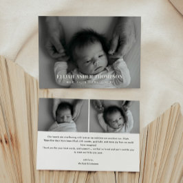 Modern Full Photo Black & White Baby Birth Aankondiging